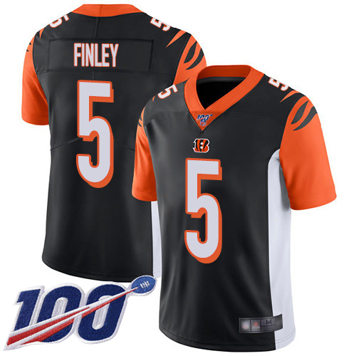 Cincinnati Bengals Limited Black Men Ryan Finley Home Jersey NFL Footballl 5 100th Season Vapor Untouchable